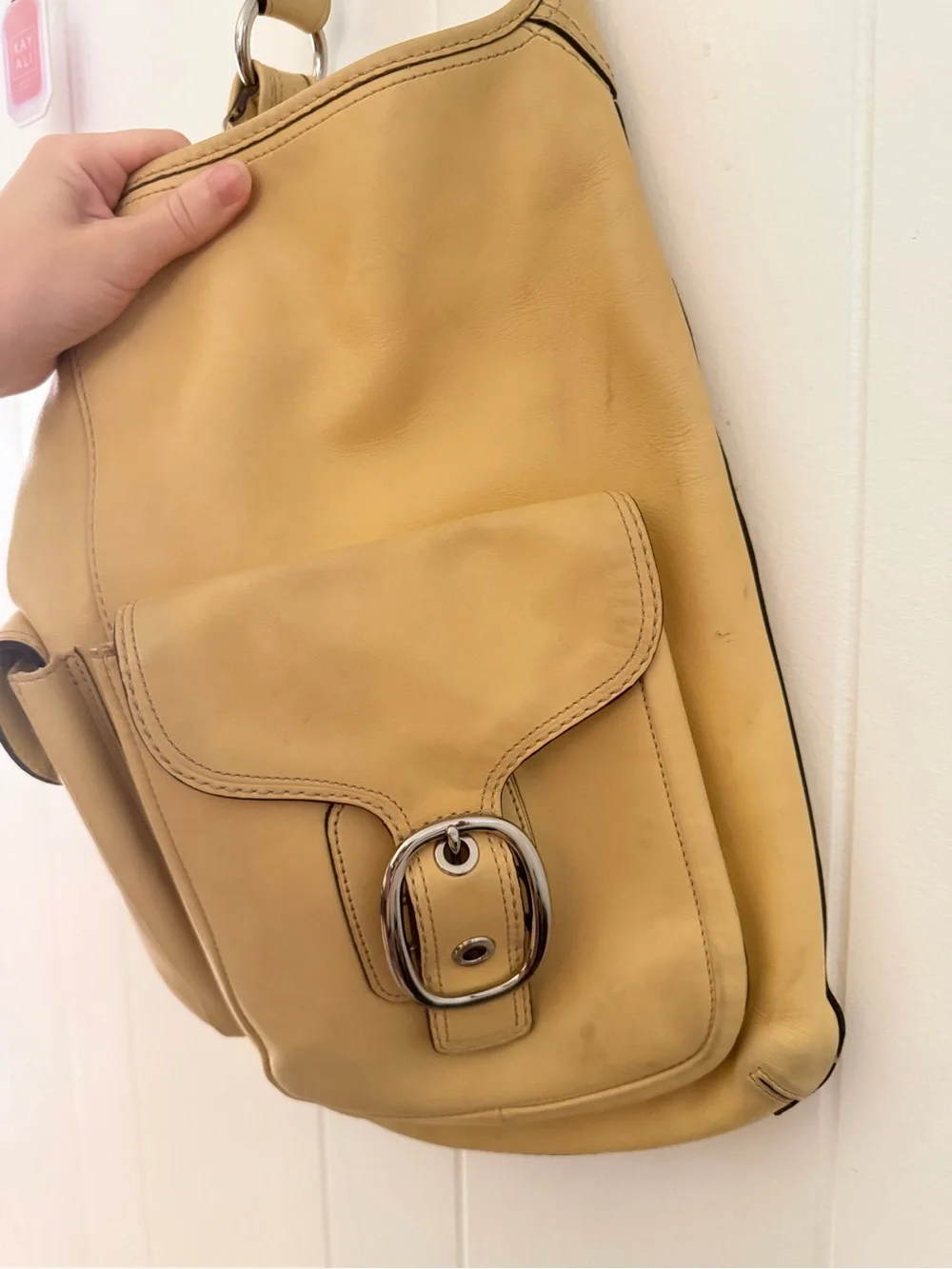Vintage Coach Bleecker Leather Extra Large Duffle Shoulder Bag Yellow F13356